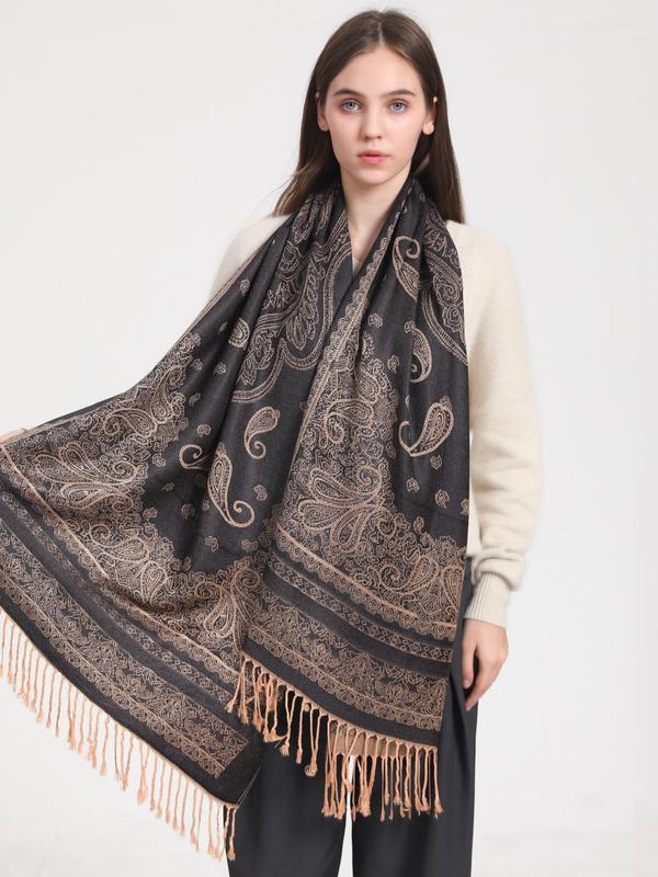 Paisley Pattern Tassel Decor Scarf, Elegant Fashion Long Shawl for Women & Men, Trendy All-match & Exquisite Scarf for Birthday Gift