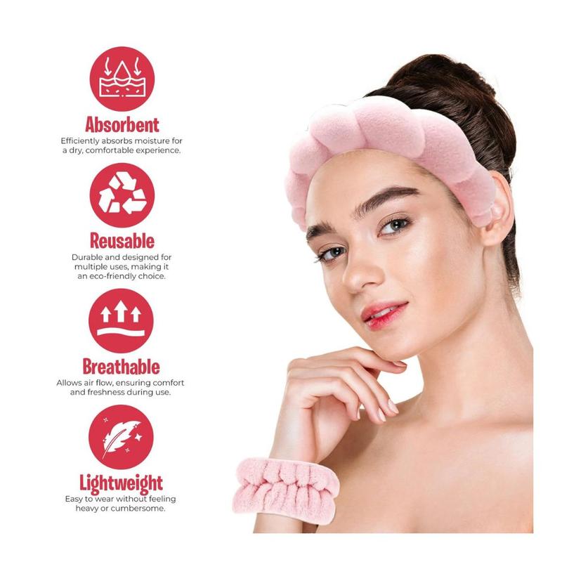 Seeboo Self-Care Headband & Wrist Guard Set – Skincare Accessory for Women, Keeps Hair Dry