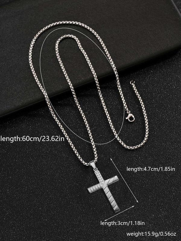 Summer Simple Style Chains for Men, Cross Necklace for Gift, Casual Trendy Pendant Necklace for Party, Daily Decor without Box, Trendy All-match & Exquisite Jewelry for Back To School Gift