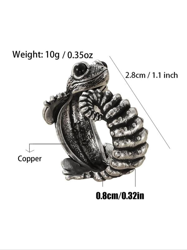 Punk Style Lizard Design Cuff Ring, Vintage Open Adjustable Animal Ring for Men & Women, Fashion Matching Jewelry Accessories for Men & Women