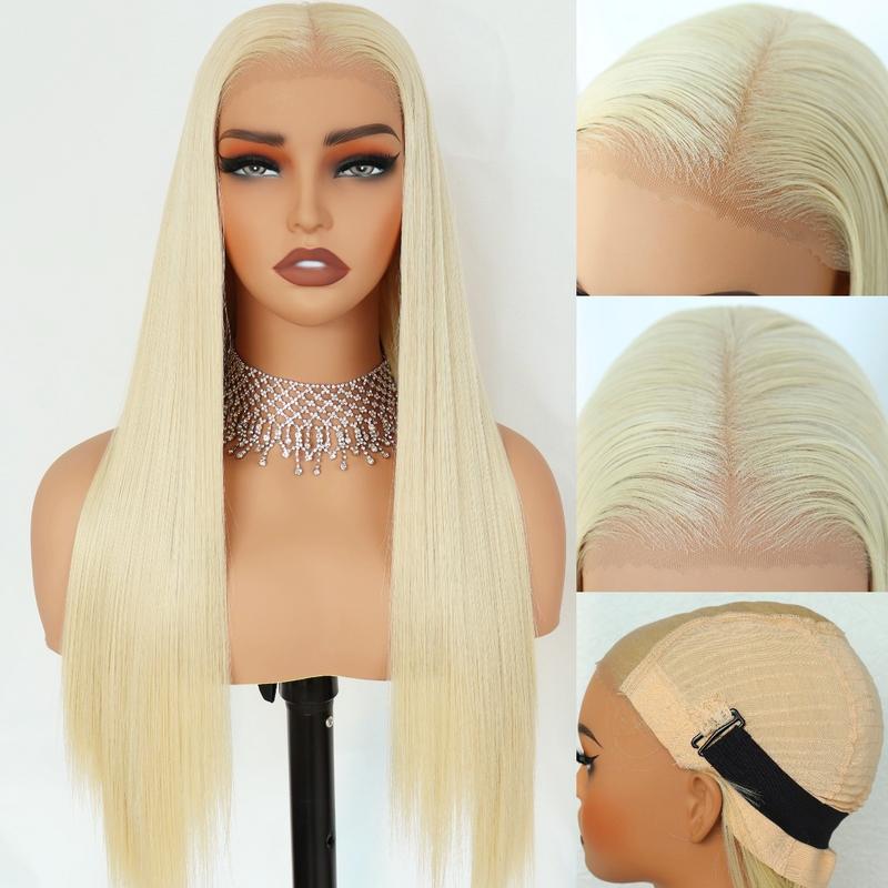 Ua Hair 9x7 Glueless Synthetic Lace Front Wig Wear And Go Pre Plucked Pre Cut Straight Wig Vivid Self Growing Clean Hairline with Tiny Knots  Heat Resistant Fiber Natural No Glue Wig