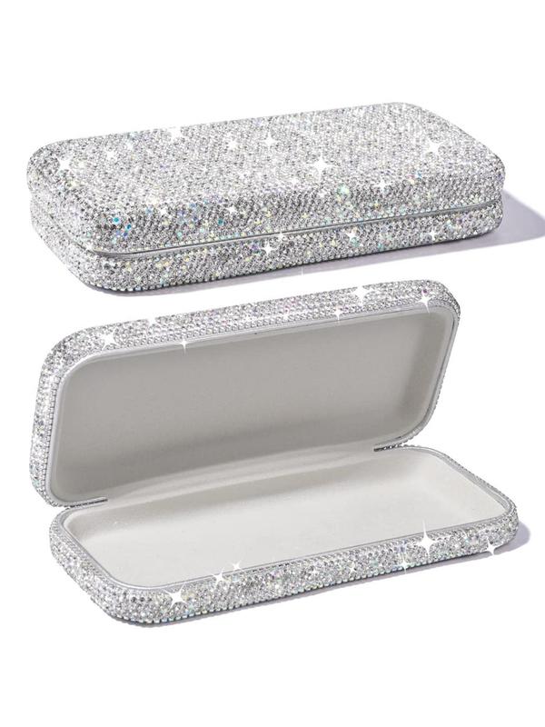 Bling Rhinestone Decorated Glasses Case, Shiny Glasses Case, Rhinestone Hard Shell Protective Large Eyeglass Case, Fashion Accessories for Women & Girls