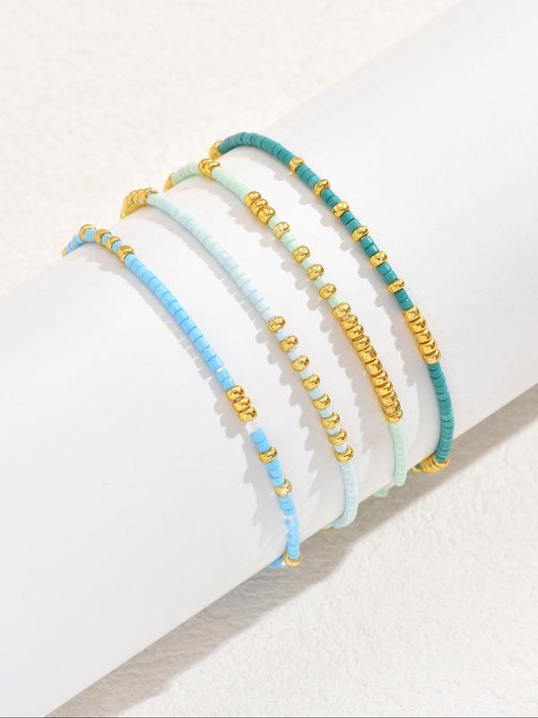 Mixed Color Beaded Bracelet, Fashionable Jewelry for Women & Girls, Simple Jewelry for Party, Daily Clothing Decor, Trendy All-match & Exquisite Jewelry for Gift