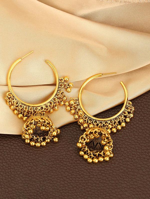 Boho Style Ethnic Style Alloy Dangle Earrings for Women, Retro Ethnic Style Large Bell Drop Earrings