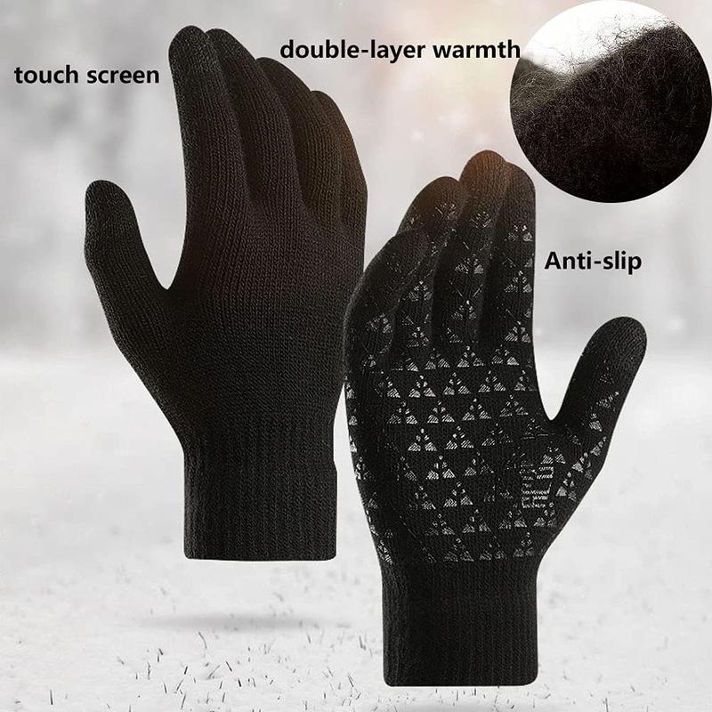 6  Winter Beanie Hat Scarf Gloves Set for Men Women,Knit Skull Cap Winter Hat Touchscreen Gloves Neck Warmer Set