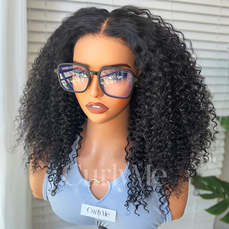 CurlyMe Wear Go Glueless Kinky Curly Pre-cut HD Lace Pre-bleached Hair Lace Front Wigs