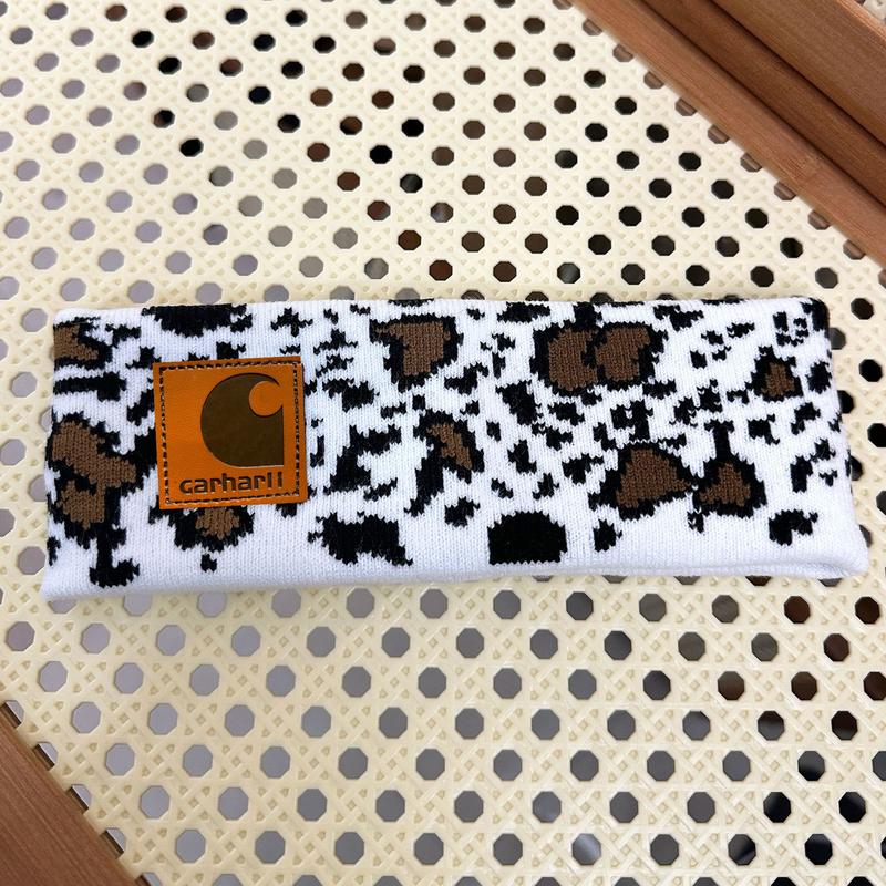 Stretch Warm Knit Fuzzy Lined Ear Headwear,Warmth, Sports  Yoga, Cow Print   LeopardPrint Pattern Soft Headbands, Unisex