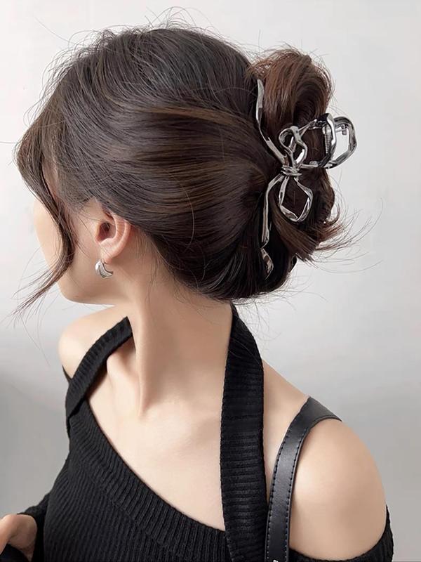 Women's Elegant Bowknot Design Hair Claw, Cute Trendy Plain Color Hair Claw, Fashionable Hair Accessories for Women & Girls