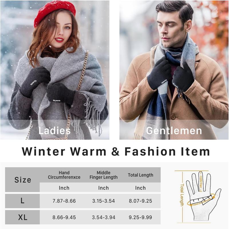 Winter Gloves for Men Women -  Fleece Liner Touchscreen Gloves, Thermal Warm Winter Gloves for Cold Weather