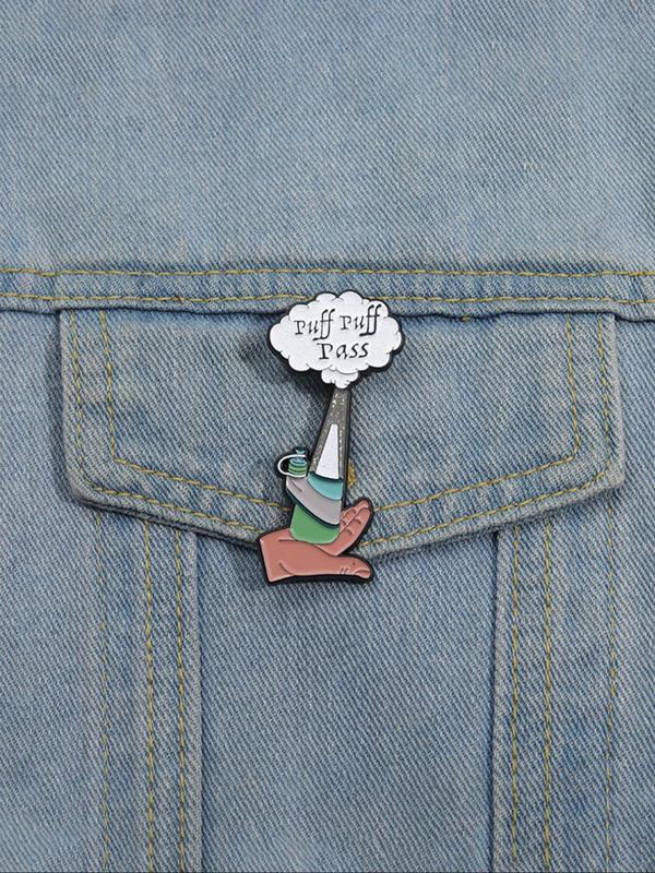 Cartoon Letter Design Puff Puff Pass Brooch, Creative Clothes Accessories for Men & Women, Enamel Pin for Backpacks, Jeans, Scarves, Hats Decoration