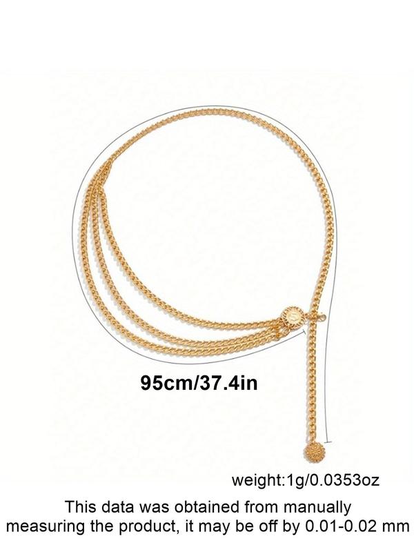 Women's Fashion Tiered Layered Chain Belt,  Casual Stainless Steel Waistband for Dress, Fashion All-match Clothing Accessories for Jeans