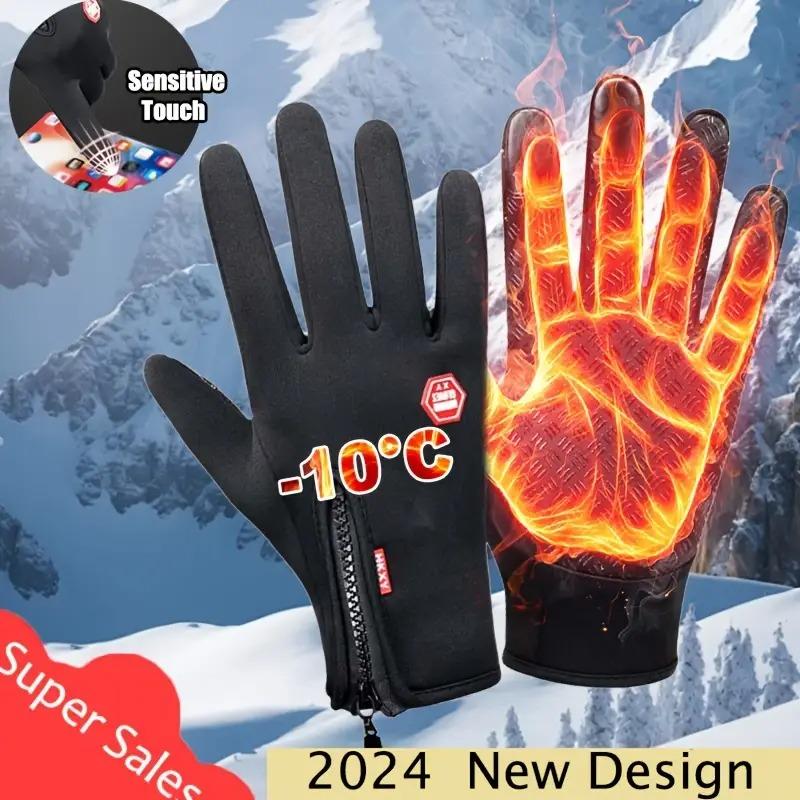 Winter Warm Gloves, Windproof Touchscreen Thermal Gloves - 1 Pair Men's and Women's Outdoor, Sports, Non-Slip Gloves Christmas, Halloween Gift