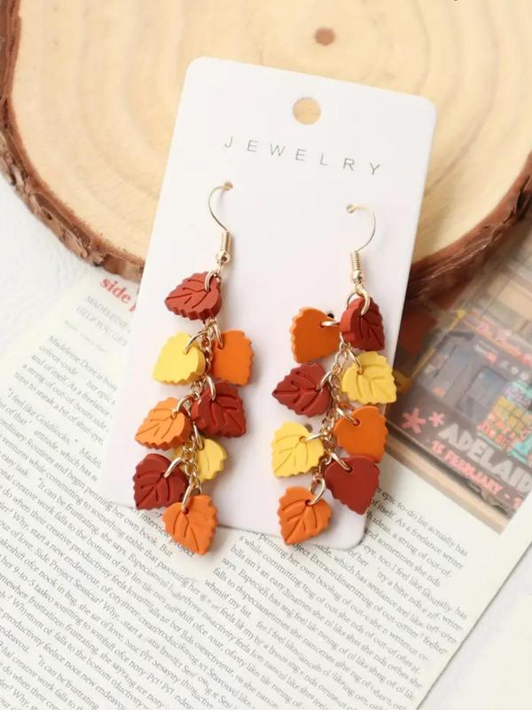 Cute Leaf Design Dangle Earrings, 2024 New Style Fashionable Jewelry for Women, Trendy All-match & Exquisite Jewelry for Birthday Gift Dainty Gift for Your Love