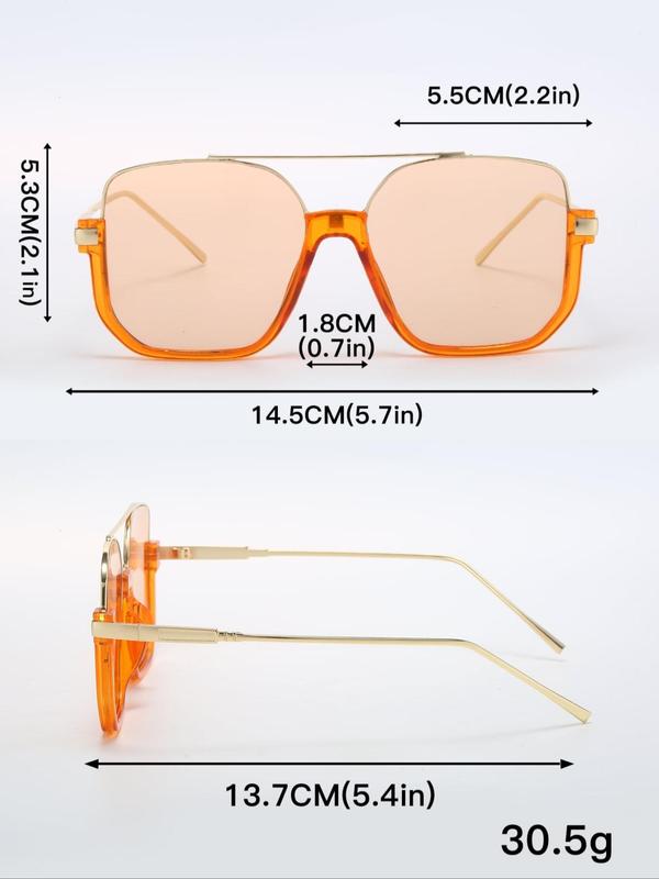 Unisex Simple Style Square Frame Sunglasses, Trendy Casual Sunglasses for Everyday Use, Fashion Accessories for Outdoor Activities