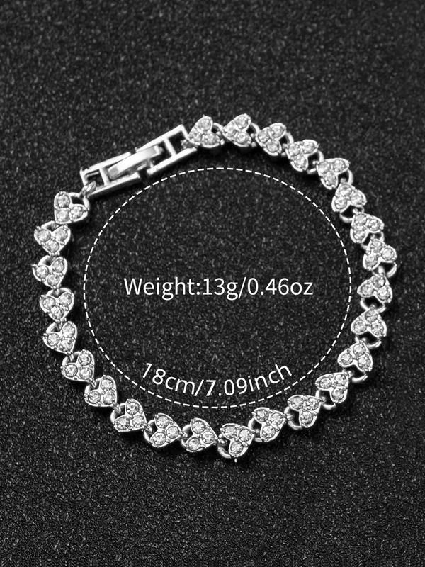 Women's Quartz Watch & Heart Decor Bracelet Set Gift for Gift, Sparkly Luxury New Trendy Rhinestone Decorated Round Dial Wristwatch Set for Women's Gift, without Box, Fall Outfits, Fall Freshness