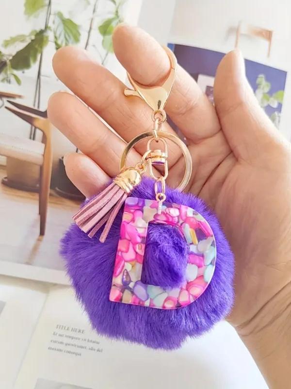 Cute Letter & Pom Pom & Tassel Design Keychain,  Fashionable Keychain for Women & Girls, Fashion Keychain for Car Daily Clothing Decor, Trendy All-match & Exquisite Keychain for Birthday Gift