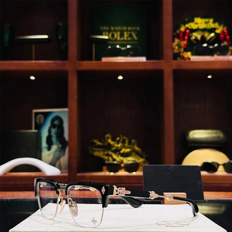 Chrome Hearts Evagilist Gold glasses, fashionable near-frame glasses for men and women with unique and novel style design