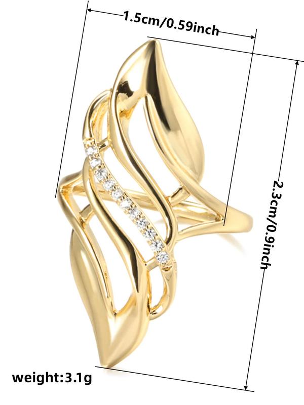 Fashion Rhinestone Decorated Copper Ring, Elegant Wedding Engagement Party Accessories for Women, Casual Jewelry for Party, Daily Clothing Decor