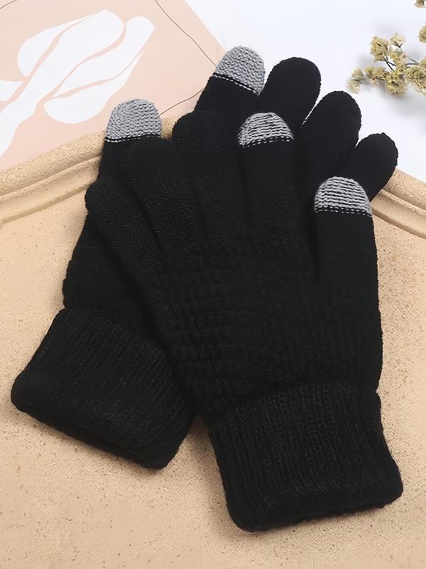 Unisex's Solid Color Touch Screen Warm Gloves, Outdoor Windproof Riding Gloves, Fashionable Gloves for Fall & Winter