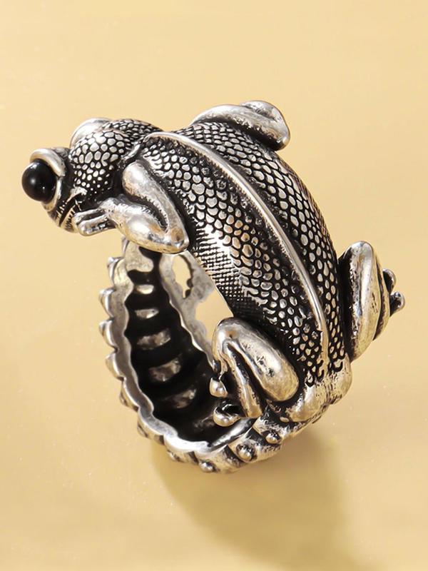 Punk Style Lizard Design Cuff Ring, Vintage Open Adjustable Animal Ring for Men & Women, Fashion Matching Jewelry Accessories for Men & Women