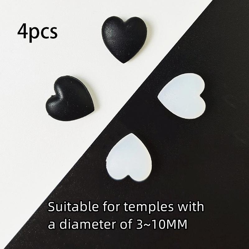 Heart Shaped Eyeglasses Anti-slip Cover, Soft Silicone Glasses Legs Ears Hook Ear Clip Ear Grip, Fixed Eye Glasses Legs Foot Cover, Eyeglasses Parts Accessories