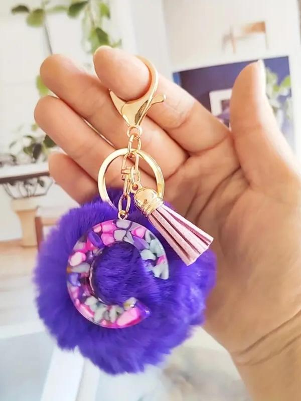 Cute Letter & Pom Pom & Tassel Design Keychain,  Fashionable Keychain for Women & Girls, Fashion Keychain for Car Daily Clothing Decor, Trendy All-match & Exquisite Keychain for Birthday Gift