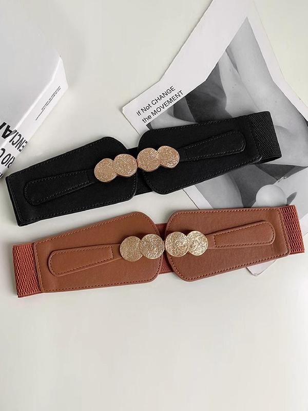 Women's Solid Color Wide Belt, Fashionable PU Leather Belt for Daily Clothing Decor, Trendy All-match & Exquisite Belt for Birthday Gift