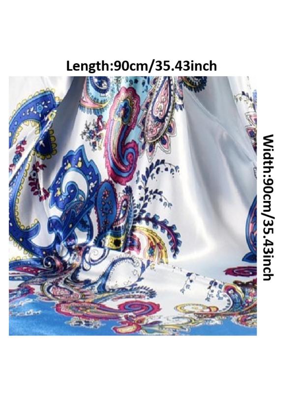 Women's Paisley Print Satin Scarf, Fashionable Soft Lightweight Shawl for Daily Wear, Casual Versatile Scarf for Women