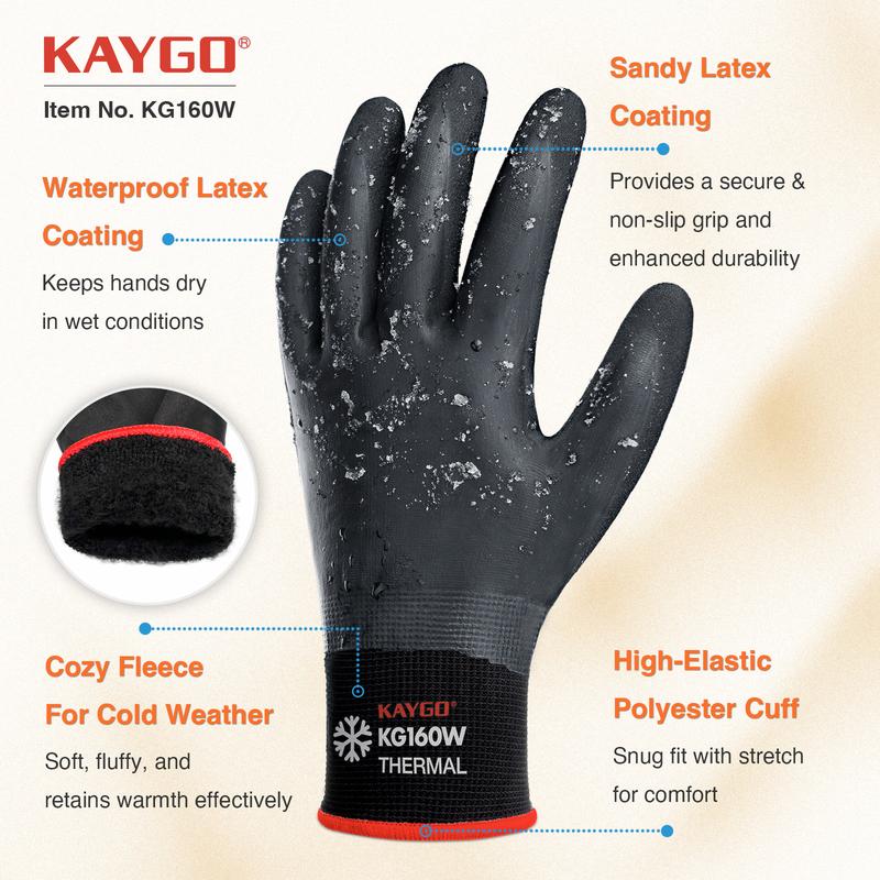 KAYGO KG160 Winter Gloves - Waterproof, Rubber Coated, Thermal Insulated. Windproof, Cold Weather & Freezer Use. Unisex, Touchscreen.