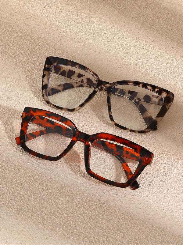 Unisex Fashionable Leopard Pattern   Plain Color Glasses, Trendy Casual Eyeglasses for Everyday Use, Fashion Accessories for Outdoor Activities