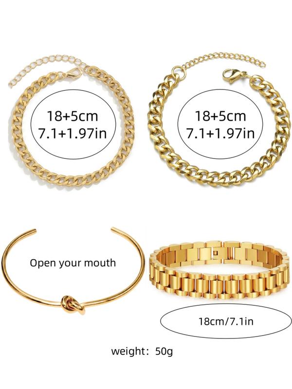 Minimalist Chain & Knot Design Bangle Bracelet, Fashionable Jewelry for Women & Men, Trendy All-match & Exquisite Jewelry for Birthday Gift