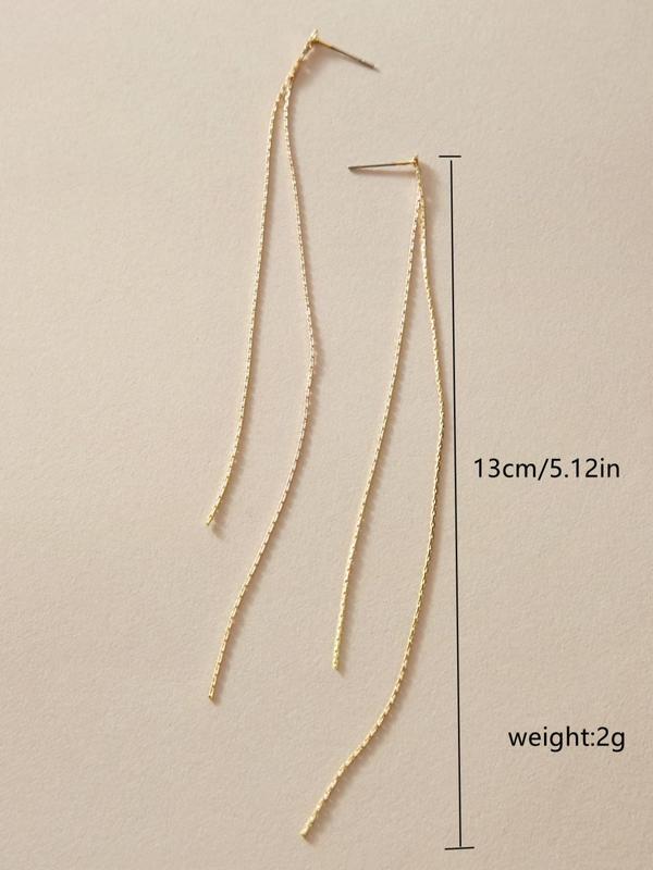 1 Pair Simple Plain Zinc Alloy Line Dangle Earrings, Casual Matching Earrings Jewelry for Party, Daily Clothing Decor for Girl