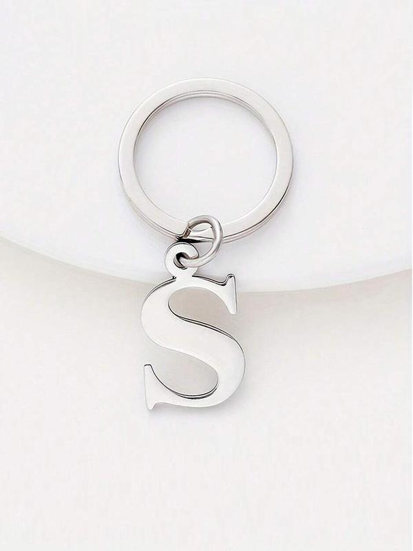 Stainless Steel Letter Design Keychain, Fashionable Keychain for Men & Women, Trendy All-match Keychain for Birthday Gift