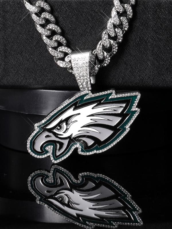 Eagles Design Pendant Necklace, Rhinestone Decor Necklace for Football Fans, Fashion Jewelry for Party, Daily Decor, Trendy All-match & Exquisite Jewelry for Gift