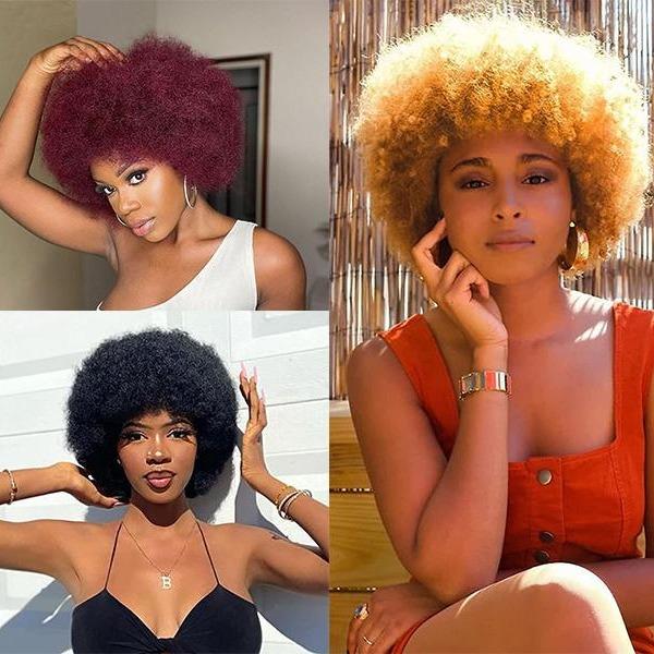 Short Afro Kinky Curly 99J Wig For Women 100% Human Hair Wigs 180% Density Pixie Curl Afro Wig Afro Kinky Curly Wigs Onetide Hair