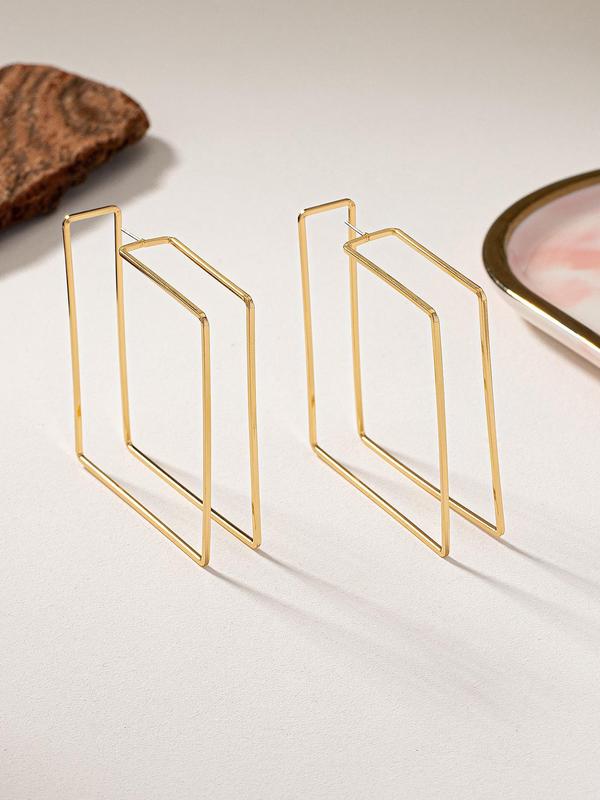 Women's Punk Style Square Shape Hoop Earrings, 1 Pair Trendy Exaggerated Hoop Earrings, Chic Gorgeous Jewelry As Gift for Girlfriend