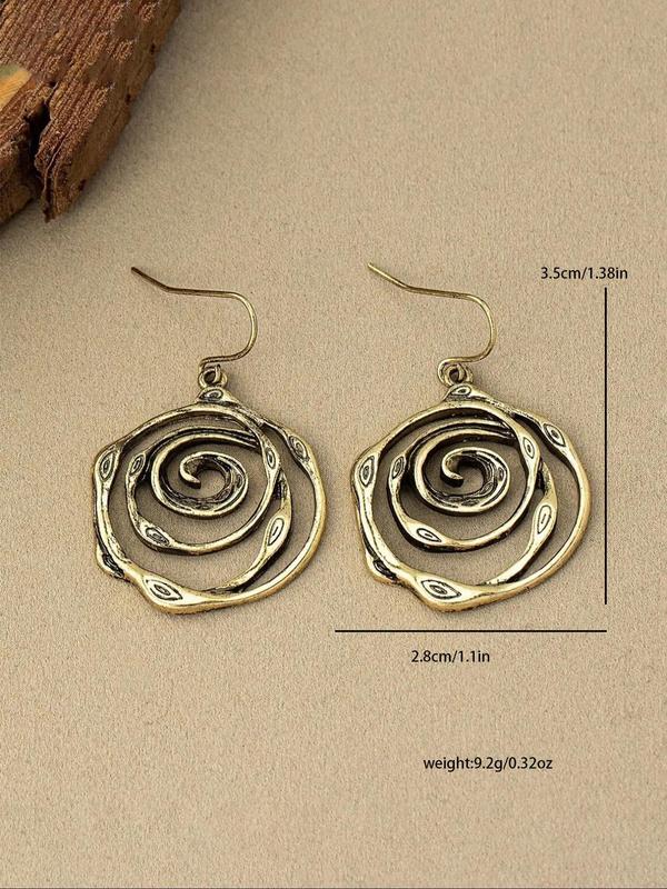 Vintage Hollow Out Flower Design Dangle Earrings (1 Pair), Fashionable Jewelry for Women for Party, Daily Clothing Decor, Trendy All-match & Exquisite Jewelry for Birthday Gift