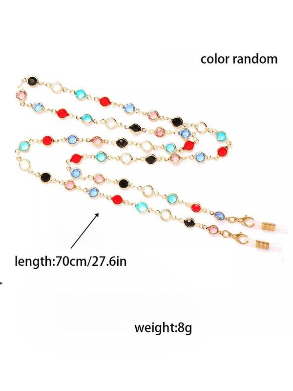 Boho Random Color Rhinestone Decor Glasses Chain for Decoration, Mask Chain, Anti-loss Anti-slip Multi-purpose Glasses Chain, Fashion Accessories for Going Out To Play