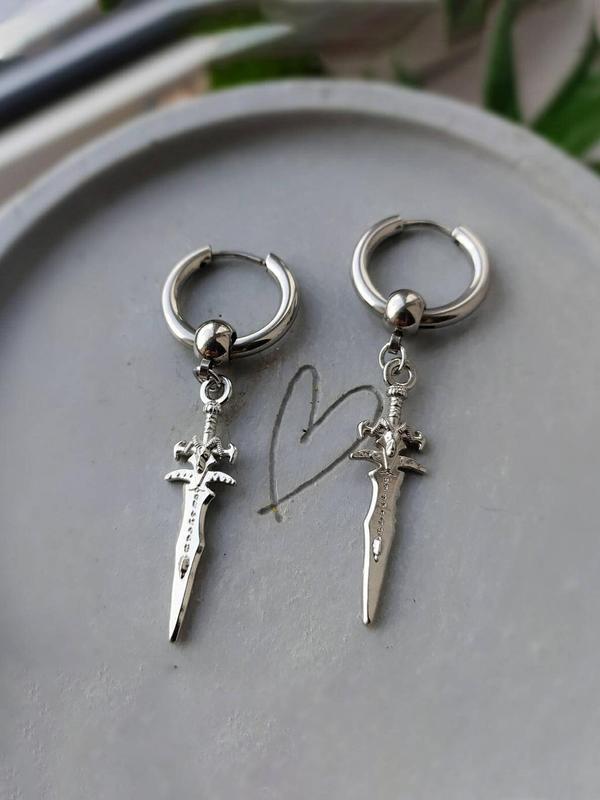 Unisex Street Style Sword Design Dangle Earrings, Punk Hip Hop Style Dangle Earrings for Party, Daily Decor, Trendy All-match Vintage Goth Jewelry for Birthday Gift