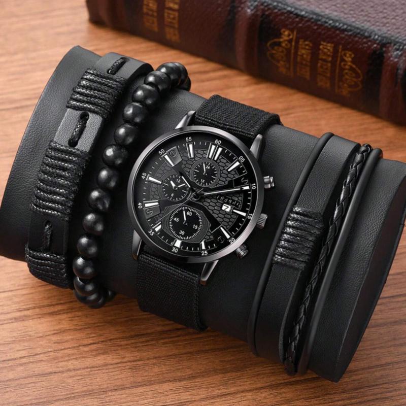 Men Watch 4pcs Set Men's Blue Nylon Strap For Men Father's Day Gifts