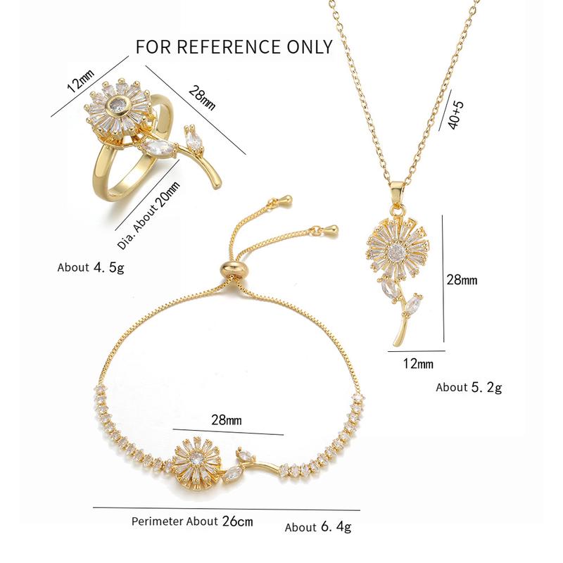 Jewelry set women necklace + bracelet + ring necklace rotating sunflower necklace fashion suit titanium steel clavicle chain