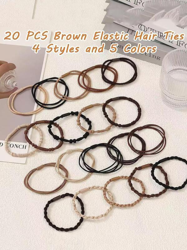 High Stretch Hair Tie Set, Casual Simple Hair Accessories for Women & Girls, Minimalist Headwear Suitable for Thick Hair