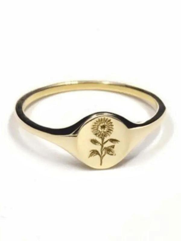 Elegant Flower Design Copper Ring, Fashion Accessories For Women, Wedding Engagement Bridal Jewelry Gift