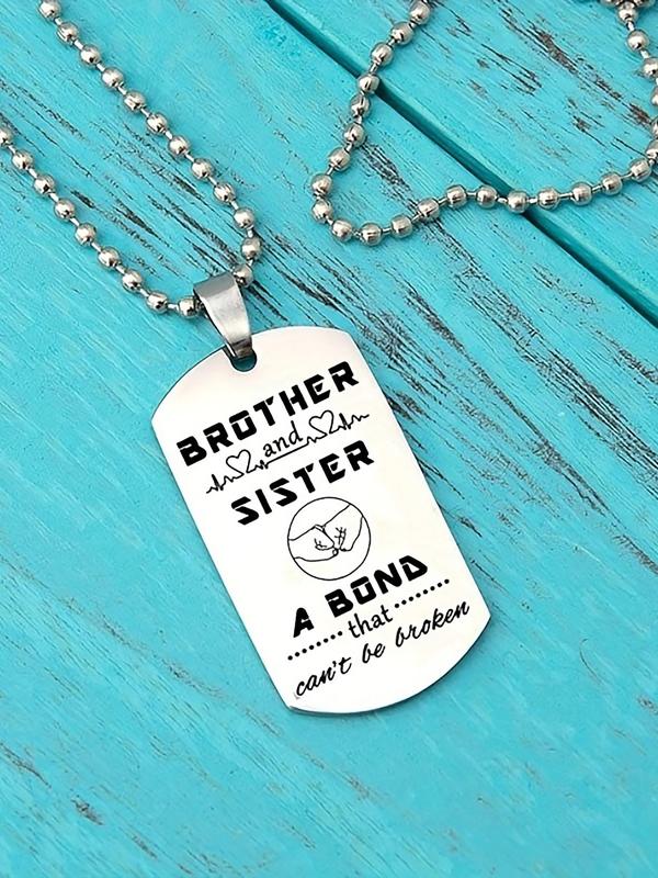 Summer Cute Letter Pattern Sibling Necklace for Brother and Sister, Trendy All-match & Exquisite Jewelry for Gift for Party, Daily Clothing Decor