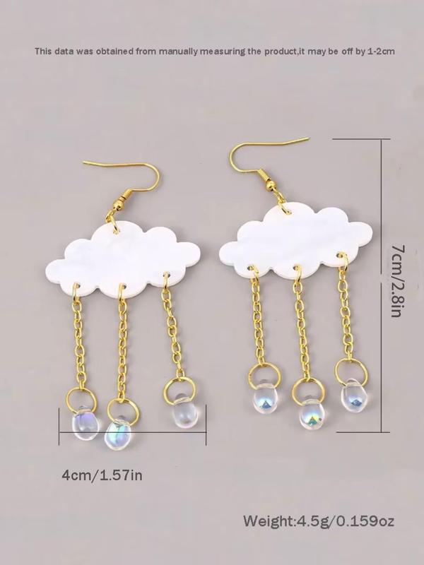 Cloud & Raindrop Design Dangle Earrings (1 Pair), 2024 New Dainty Jewelry for Daily Clothing Decor, Party, Chic All-match Jewelry As Gift for Girlfriend