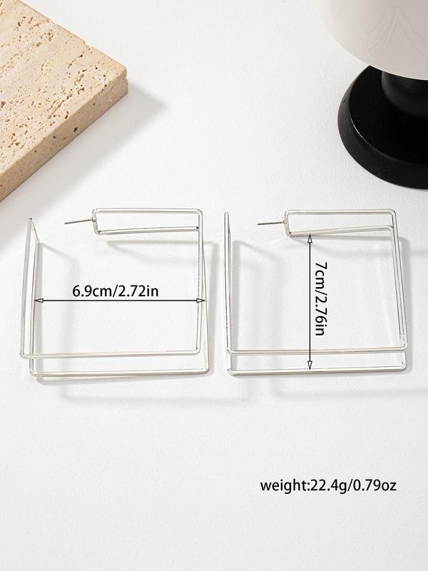 Women's Punk Style Square Shape Hoop Earrings, 1 Pair Trendy Exaggerated Hoop Earrings, Chic Gorgeous Jewelry As Gift for Girlfriend