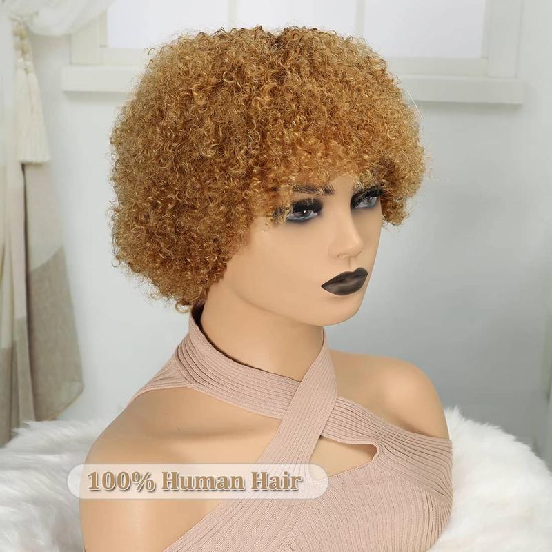 Short Afro Kinky Curly 99J Wig For Women 100% Human Hair Wigs 180% Density Pixie Curl Afro Wig Afro Kinky Curly Wigs Onetide Hair