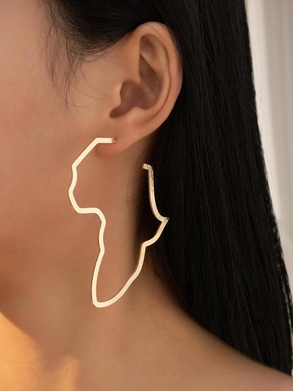 Irregular Map Design Hoop Earrings, 1 Pair Creative Fashion Jewelry for Women and Girls, Casual All-match Accessories for Party, Daily Wear