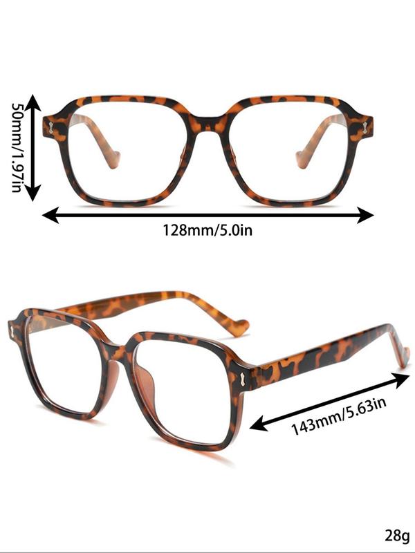 Tortoiseshell Square Frame Eyeglasses, Cute Style Decorative Eyeglasses for Women, Fashion Eyeglasses for Work, Daily Decor, for Student Daily