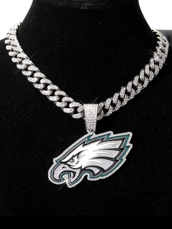 Eagles Design Pendant Necklace, Rhinestone Decor Necklace for Football Fans, Fashion Jewelry for Party, Daily Decor, Trendy All-match & Exquisite Jewelry for Gift